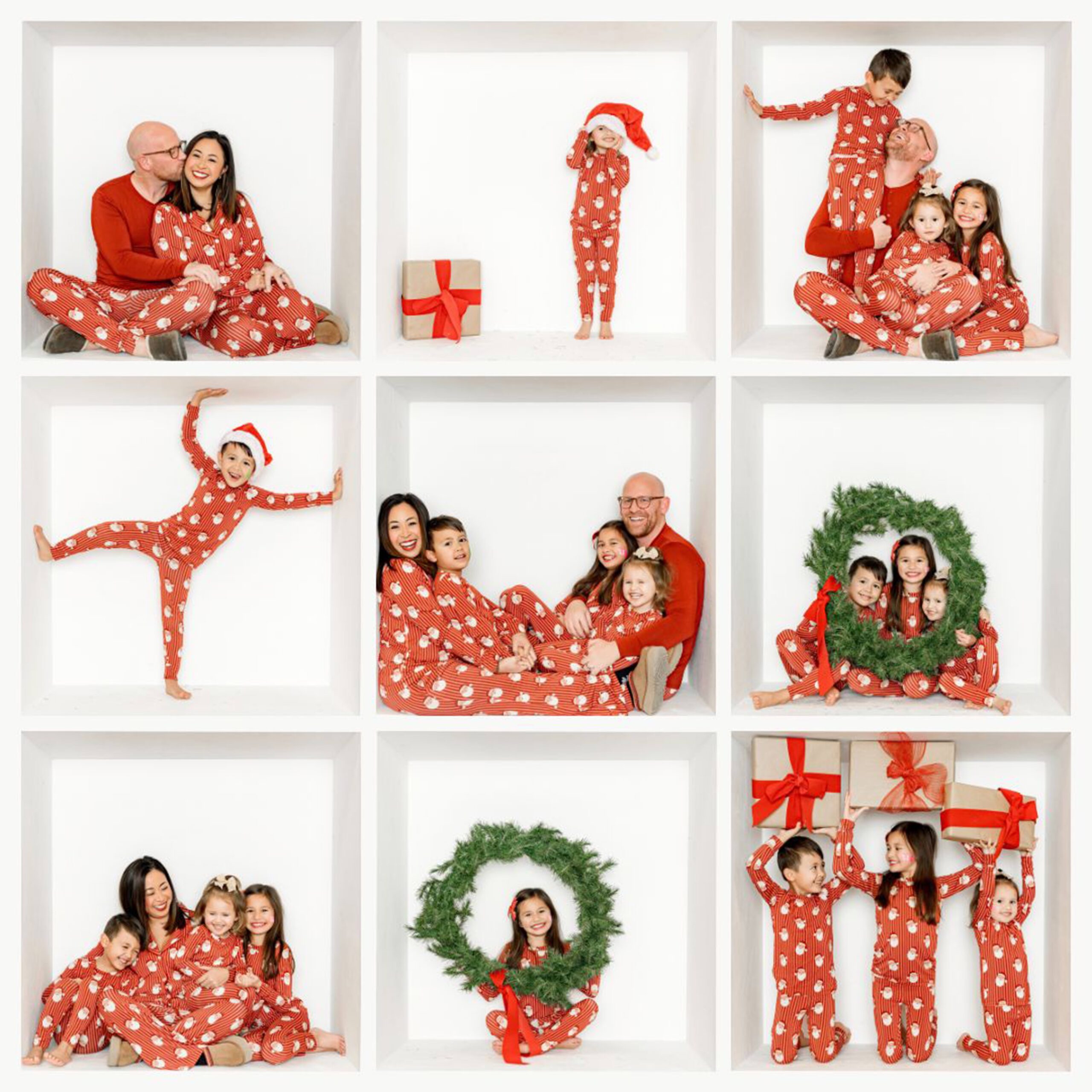 Family enjoying a unique Christmas Box Mini Session in St. Louis